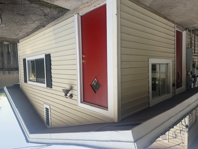 View of exterior entry-No outside steps !