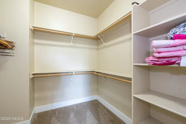 a view of an empty walk in closet
