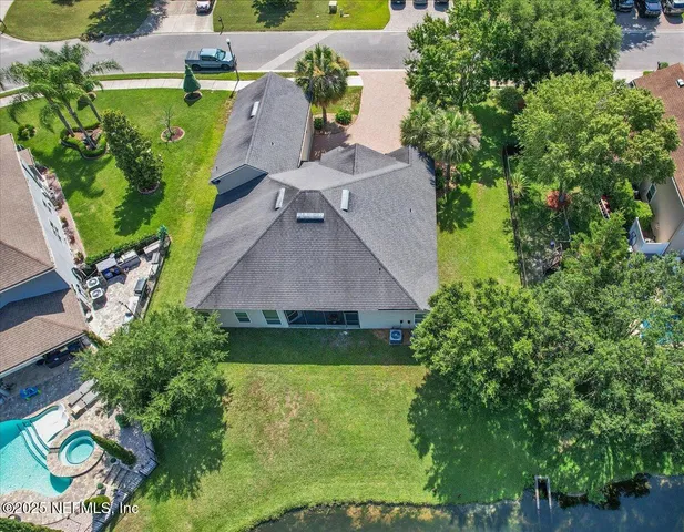 an aerial view of a house