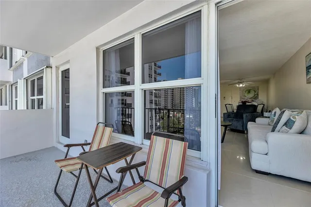 a view of a city from a balcony