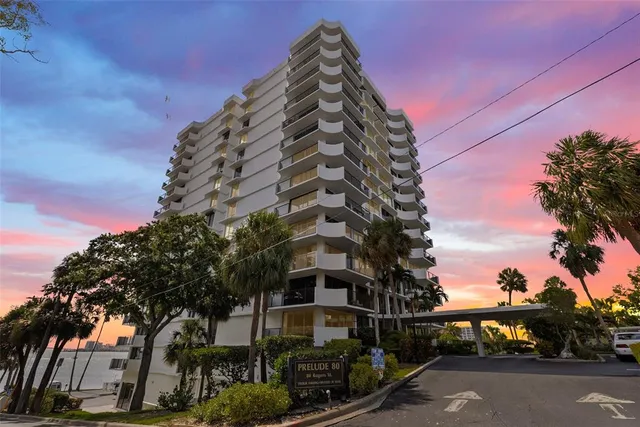 a front view of a multi story building