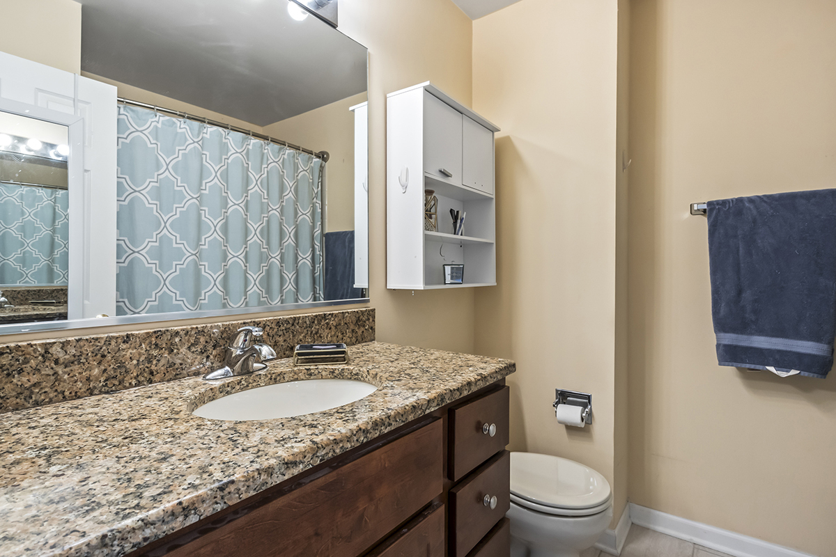 2280 Briar Court Hoffman Estates, IL 60169 - Photo 23 of 36 a bathroom with a granite countertop sink a mirror and a toilet