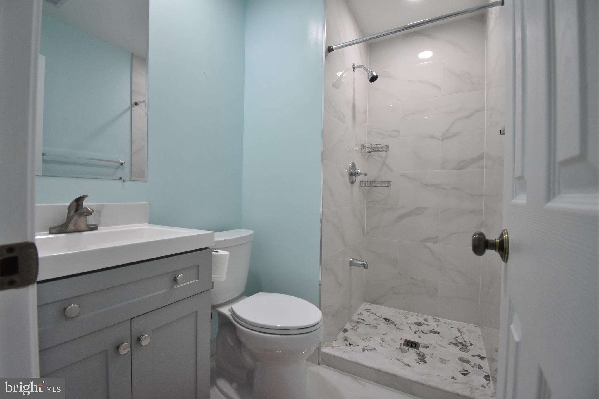 13233 Copeland Court Silver Spring, MD 20904 - Photo 16 of 20 a bathroom with a sink a toilet a shower and a mirror