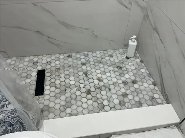 a bathroom with a bathtub