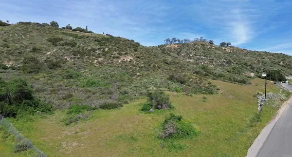 a view of a field with an ocean