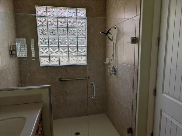 a bathroom with a shower