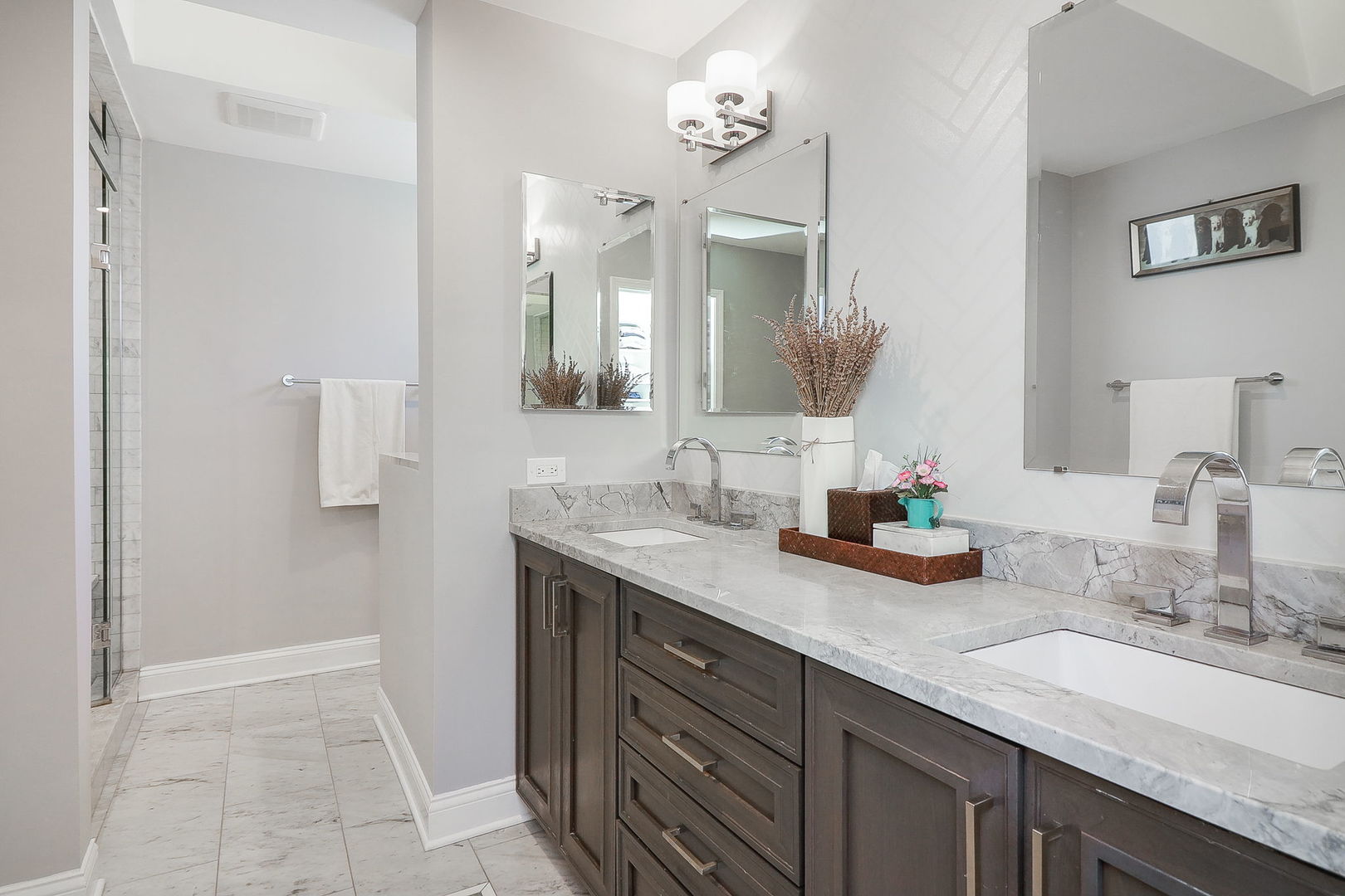 1346 North Sutton Place Chicago, IL 60610 - Photo 13 of 25 a bathroom with a granite countertop sink and a mirror