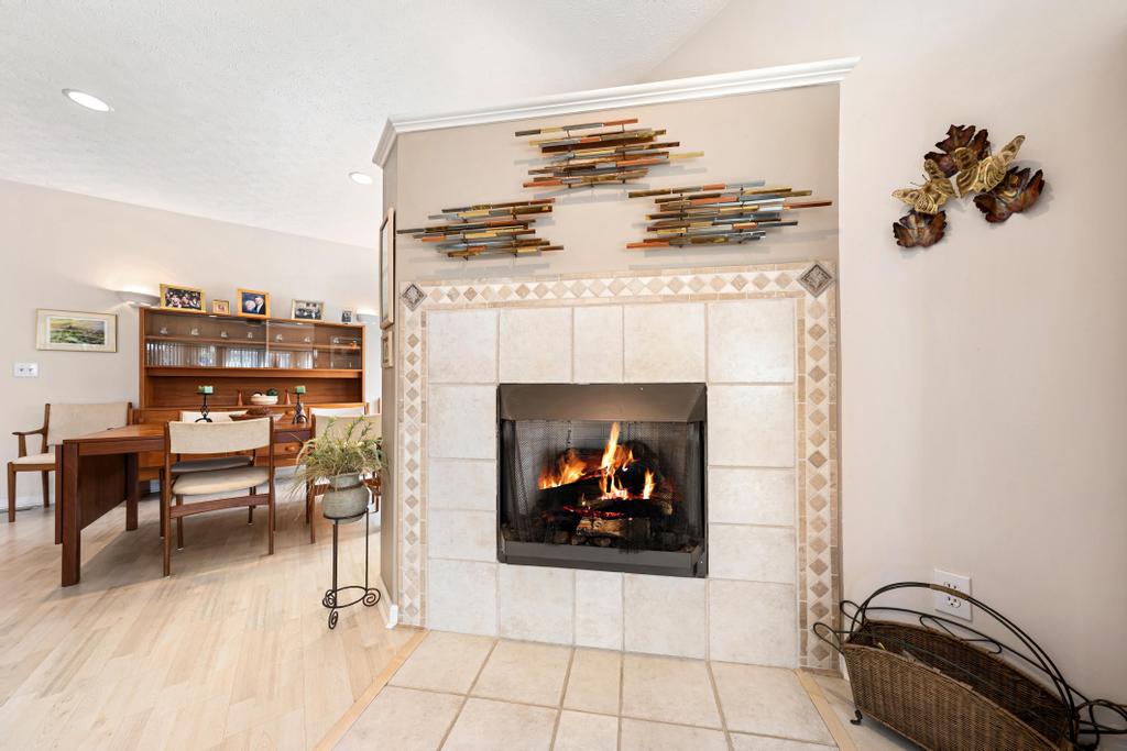 109 Sheldon Lane Westminster, SC 29693 - Photo 8 of 39 This living area features a warm fireplace and seamless flow to the dining space.