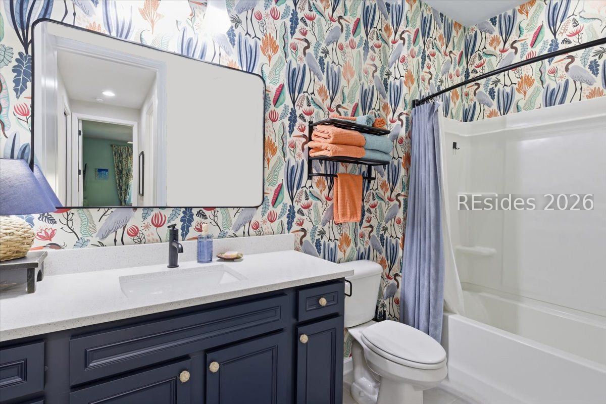 995 Beachcomber Boulevard Hardeeville, SC 29927 - Photo 32 of 75 2nd Bathroom virtually removed wallpaper in mirror