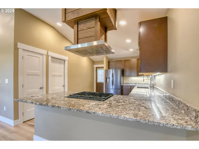 a view of a living room and bathroom