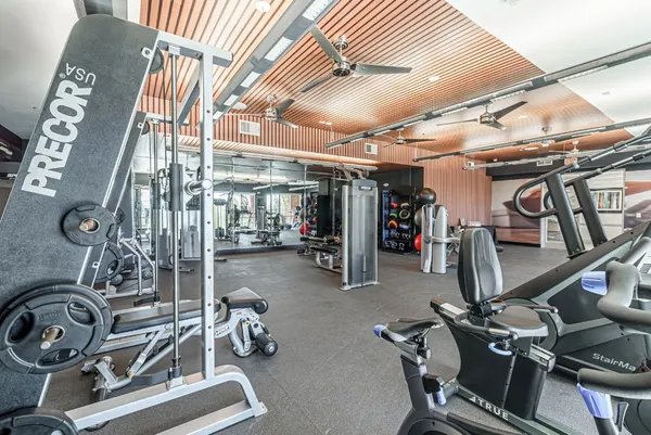 a room with gym equipment