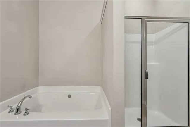 a bathroom with a bathtub