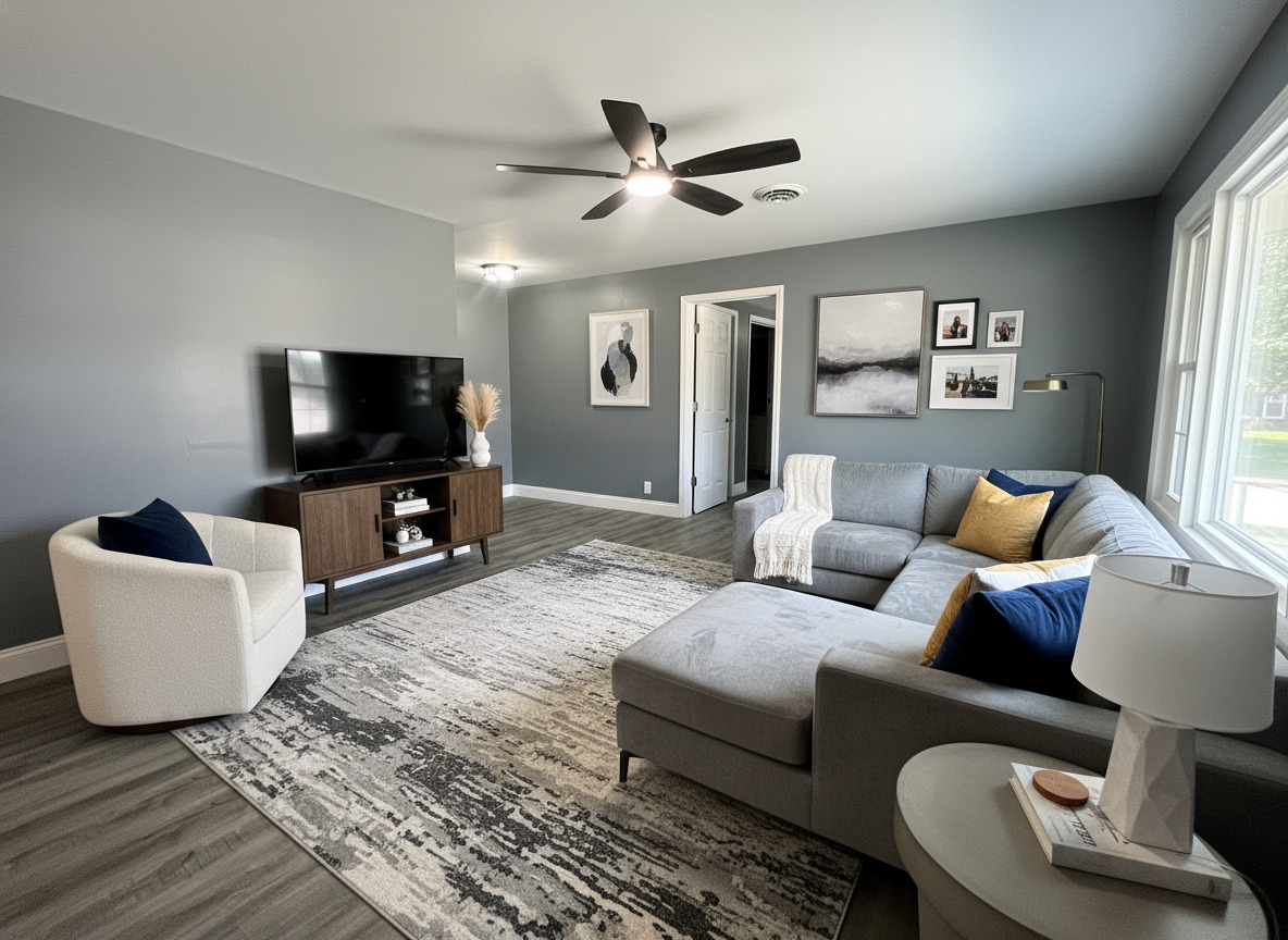 528 West 20th Street Metropolis, IL 62960 - Photo 9 of 26 a living room with furniture and a flat screen tv