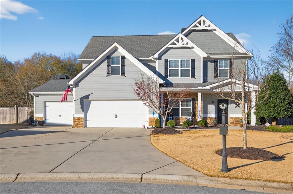 a front view of a large white building