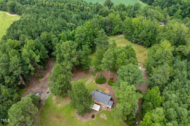 a view of a garden with an outdoor space