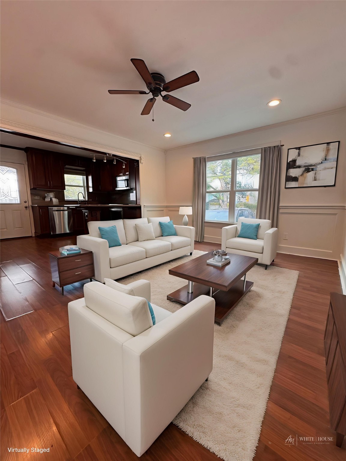 1101 East 7th Street, Unit 2 Houston, TX 77009 - Photo 7 of 9 Living room, kitchen open space. Virtually staged.