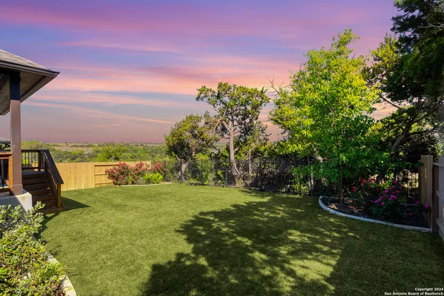 a view of a golf course with a garden