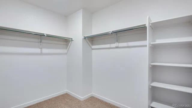 a view of an empty walk in closet