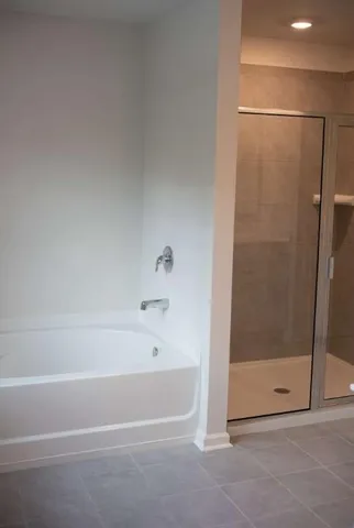 a bathroom with a bathtub