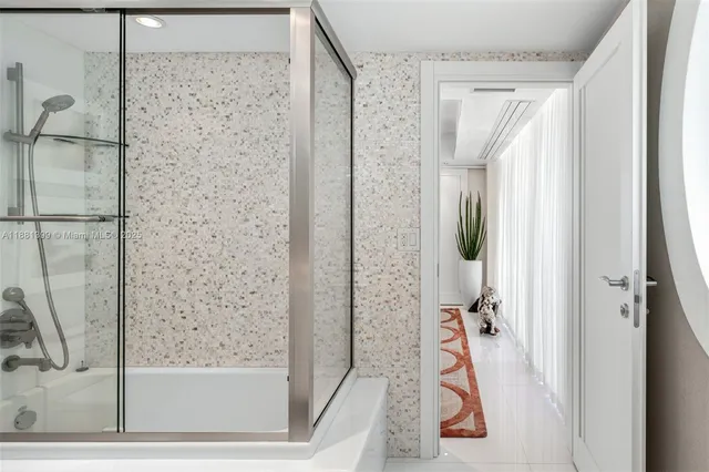 a bathroom with a shower