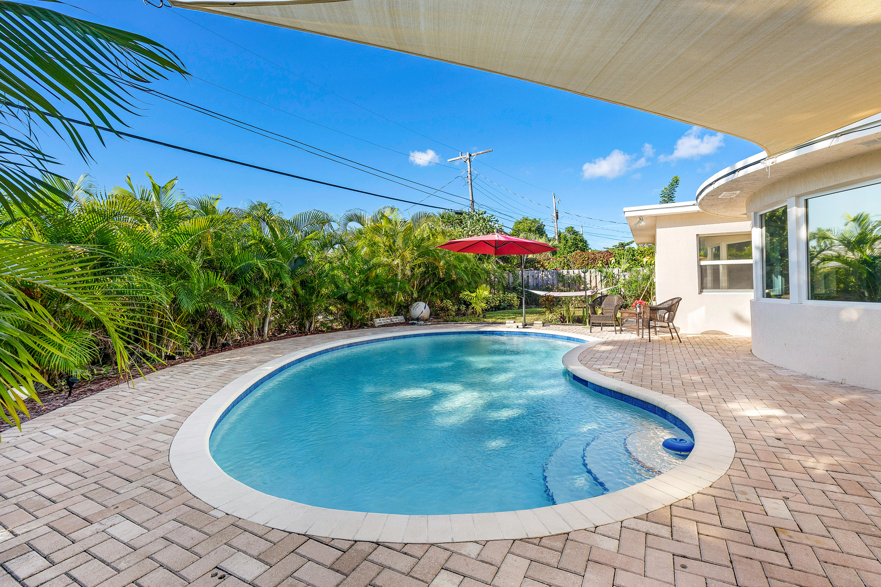 208 Bamboo Road Palm Beach Shores, FL 33404 - Photo 22 of 30 a view of a swimming pool with an outdoor space