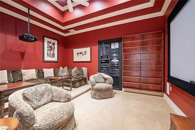 a living room with furniture and white walls