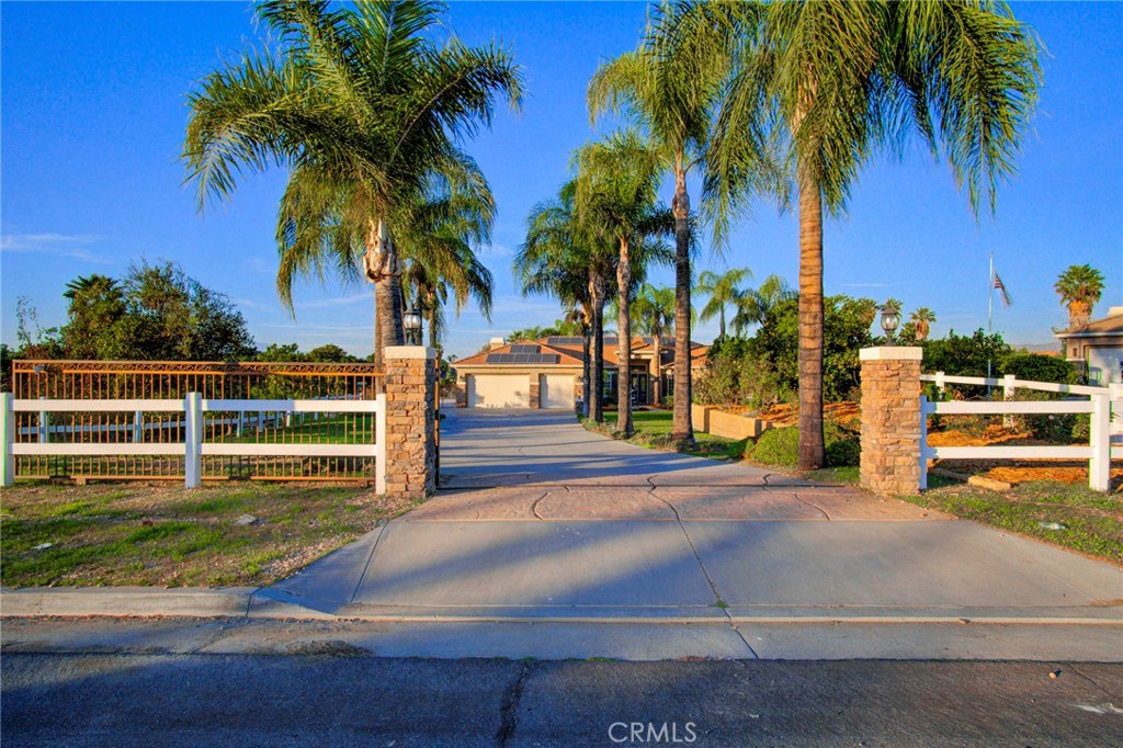 18120 Gentian Avenue Riverside, CA 92508 - Photo 6 of 51 a view of a swimming pool with a lawn chairs under palm trees