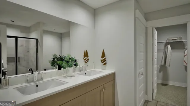 a bathroom with a bathtub
