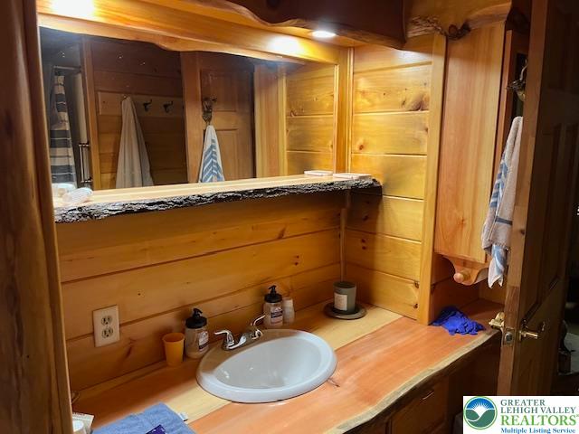 119 Little Mud Pond Road Dingmans Ferry, PA 18328 - Photo 14 of 23 a bathroom with a sink and a mirror