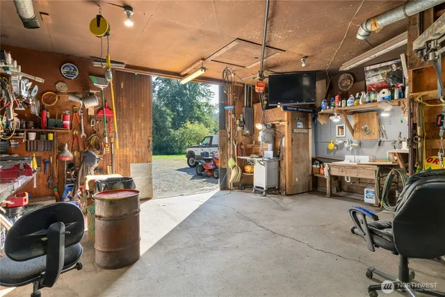 a outdoor space with a couch and a table