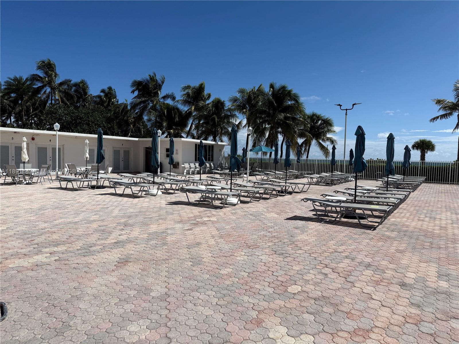 5005 Collins Avenue, Unit 823 Miami Beach, FL 33140 - Photo 22 of 34 a view of swimming pool with outdoor seating and palm tree