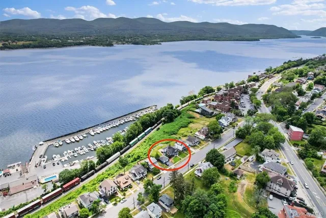 a view of a lake with a mountain