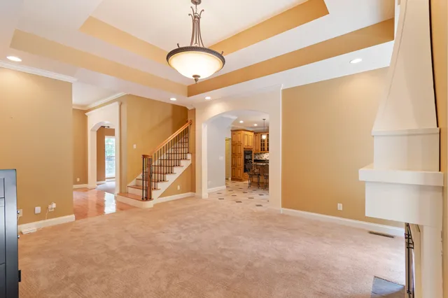 a view of livingroom with chandelier