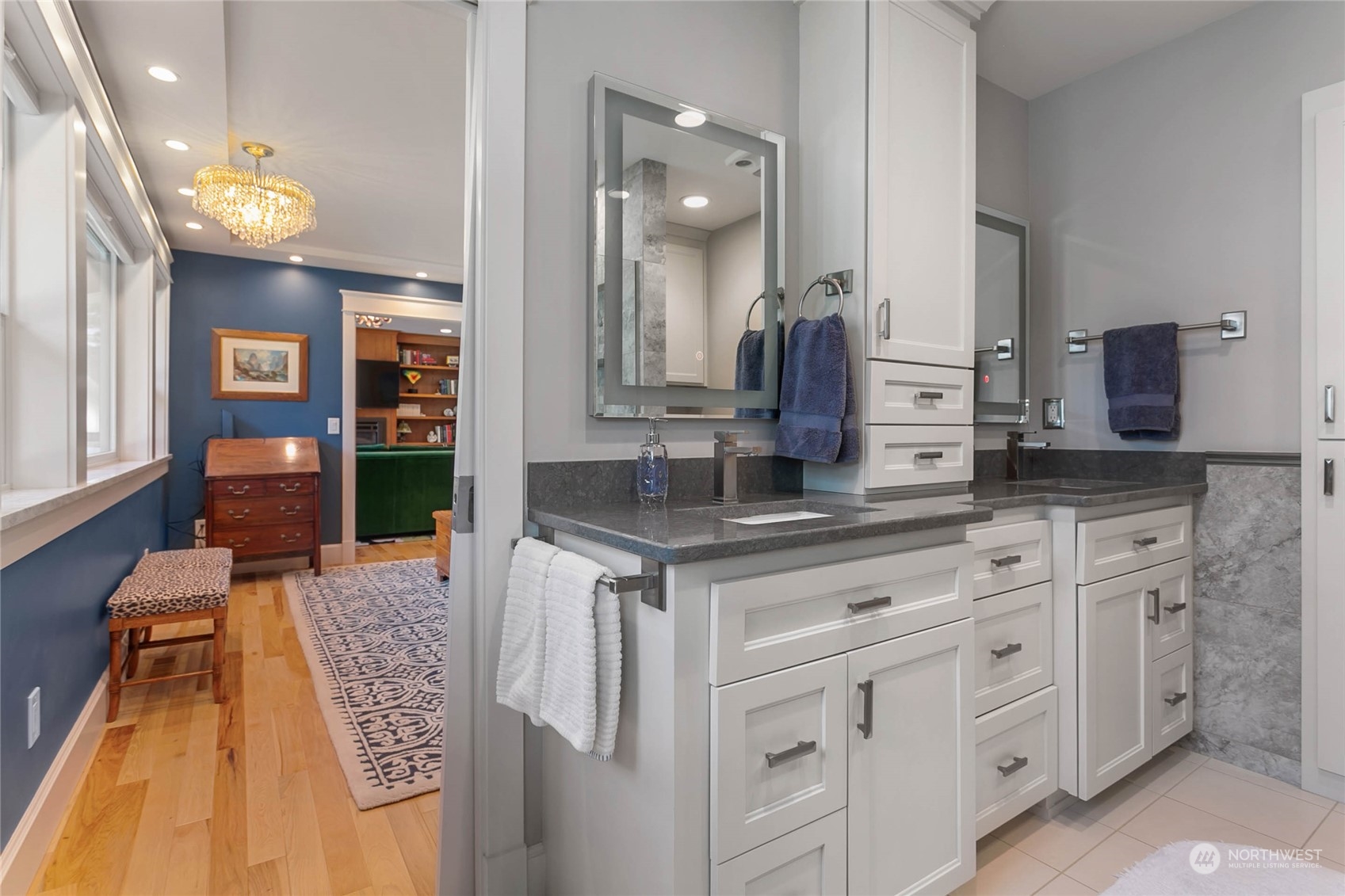 324 Sea Pines Road Bellingham, WA 98229 - Photo 30 of 40 a spacious bathroom with sinks granite countertop a sink and a mirror