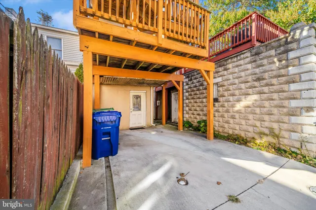 a view of a brick building with an outdoor space