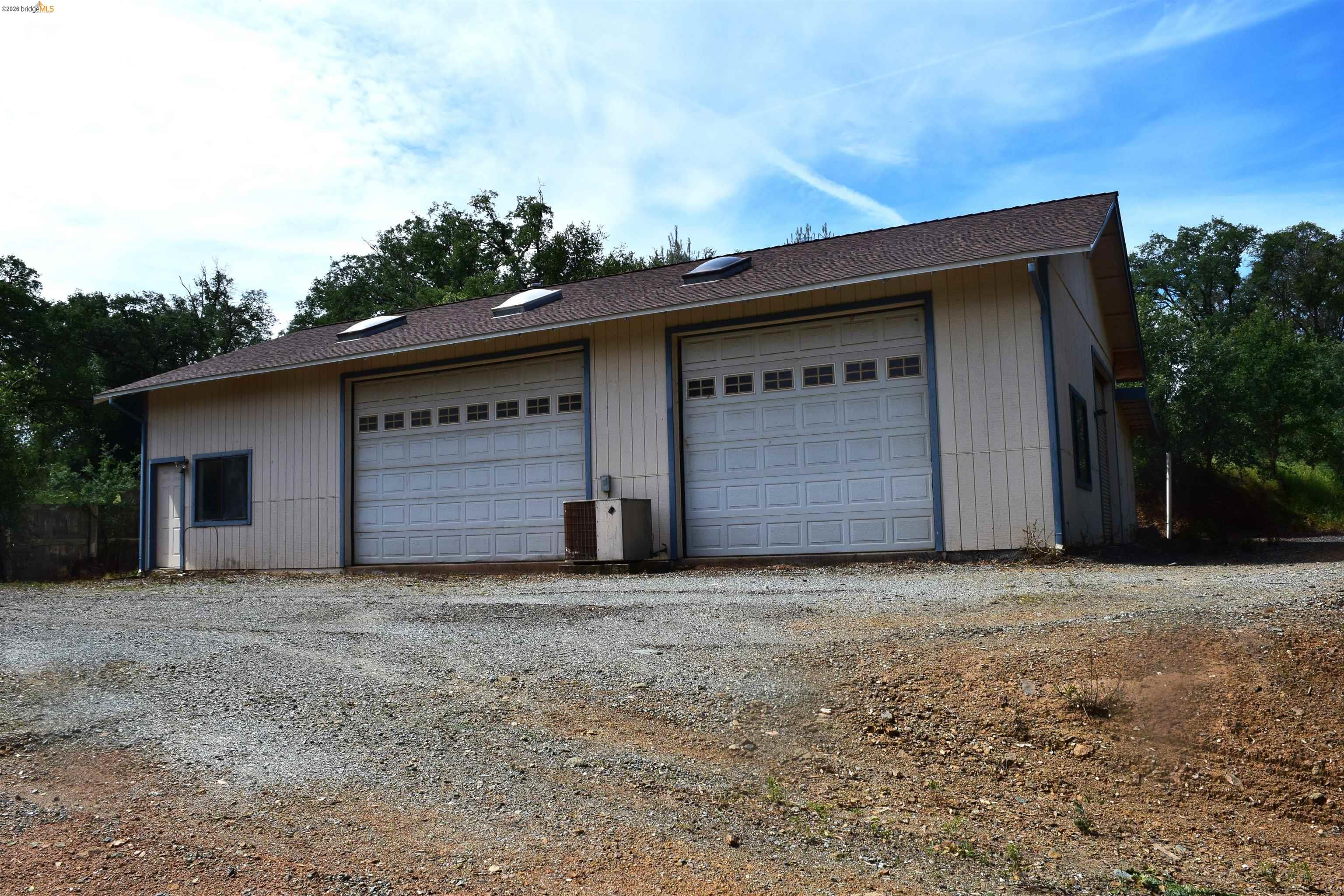View of detached garage