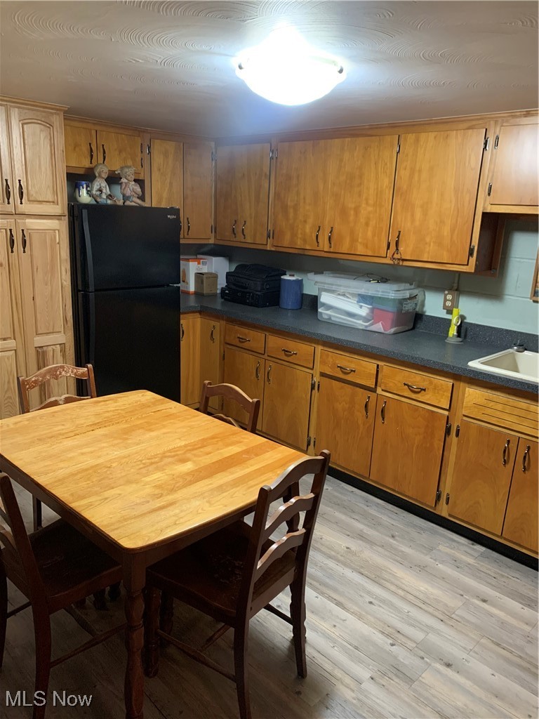 1590 Meadowlane Road Independence, OH 44131 - Photo 14 of 22 Kitchen with light hardwood / wood-style floors, fridge, and sink