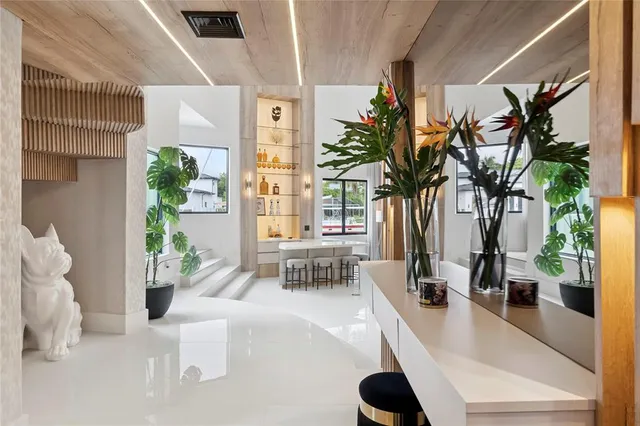 a bedroom with a bed and a shower