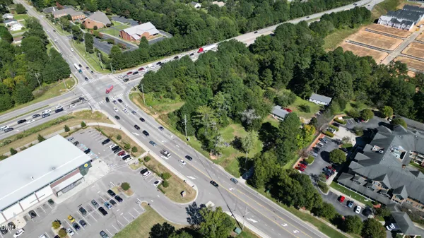 an aerial view of a city