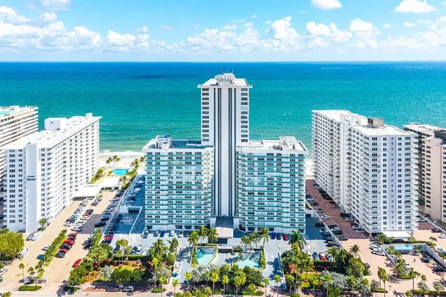 a view of a city with tall buildings