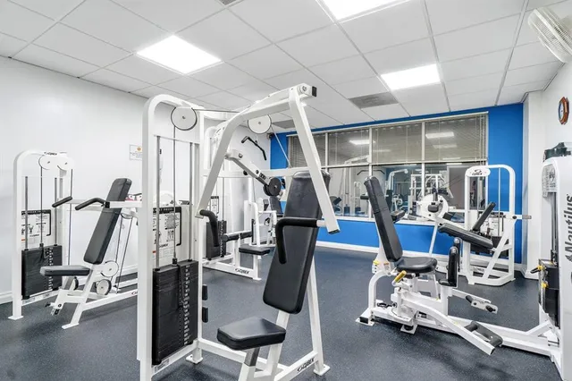 a view of a room with gym equipment