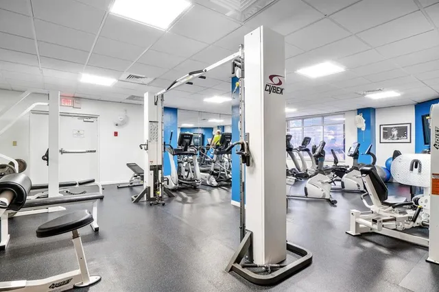 a view of a room with gym equipment