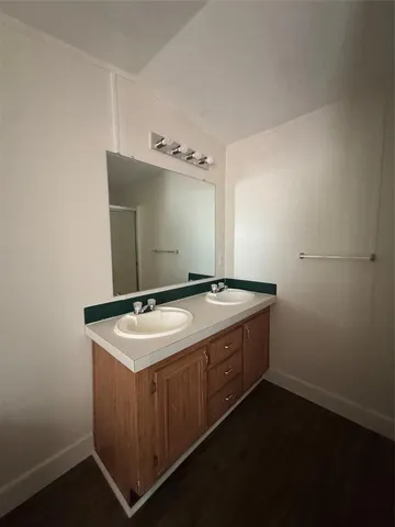 a bathroom with a sink and mirror