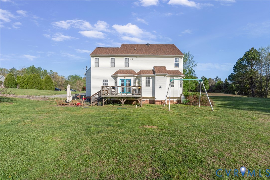 15286 Devonwood Road Montpelier, VA 23192 - Photo 17 of 50 Rear view of property with a wooden deck, a yard,