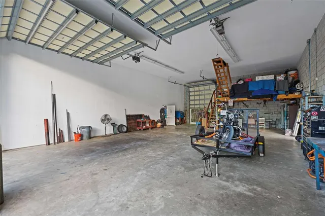 a view of a garage with stuff