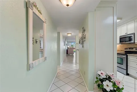 a view of a hallway view with living space