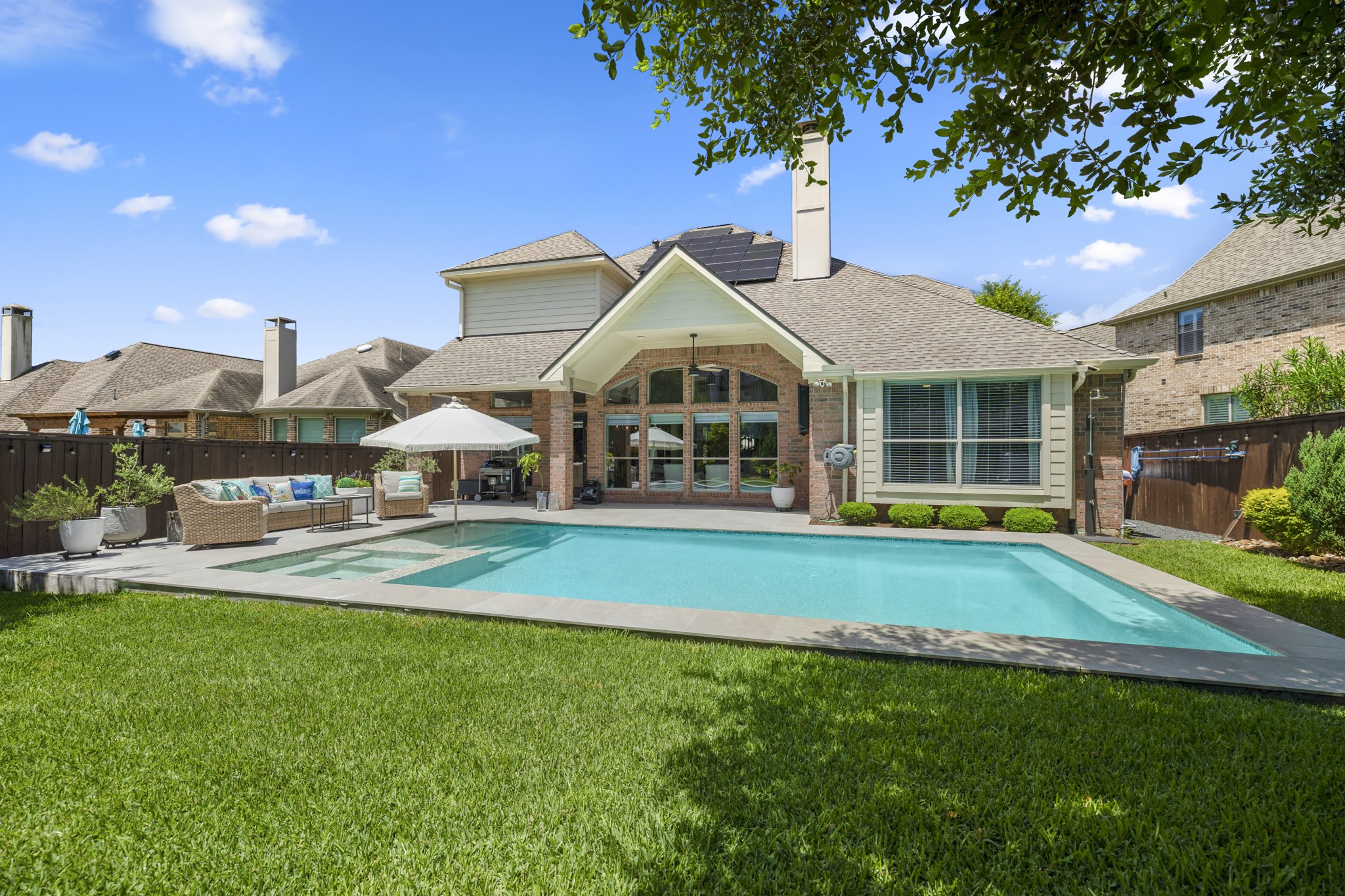 26 Winhall Place The Woodlands, TX 77354 - Photo 41 of 49 Backyard Oasis with new pool, spa and outdoor shower.