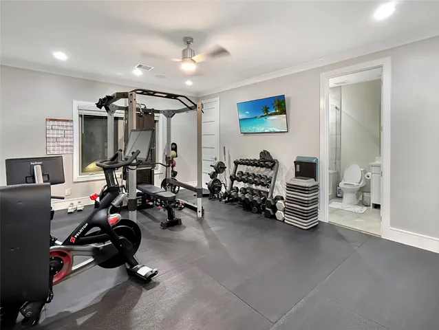 a view of a room with gym equipment