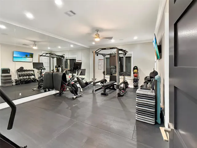 a view of a room with gym equipment