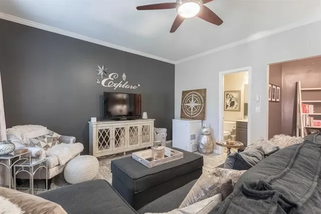 a living room with furniture